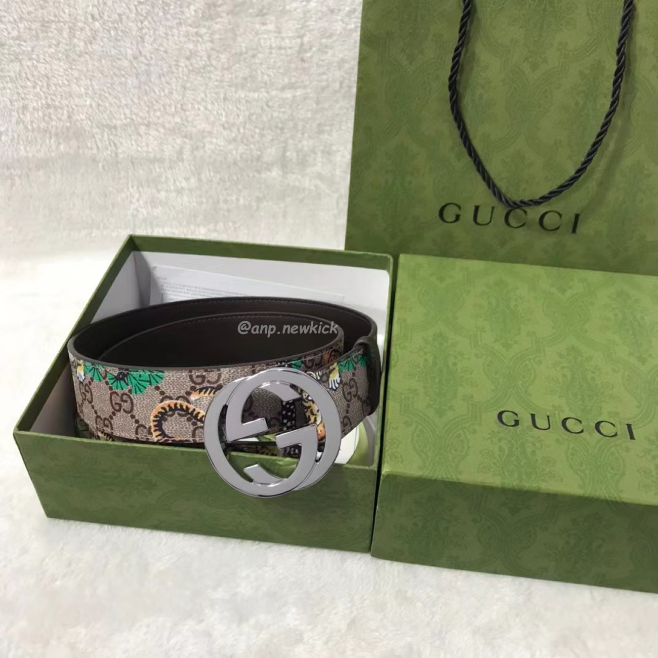 Gucci Interlocking G Belt Supreme Gg Bengal Beige Brown Multicolor (7) - newkick.vip